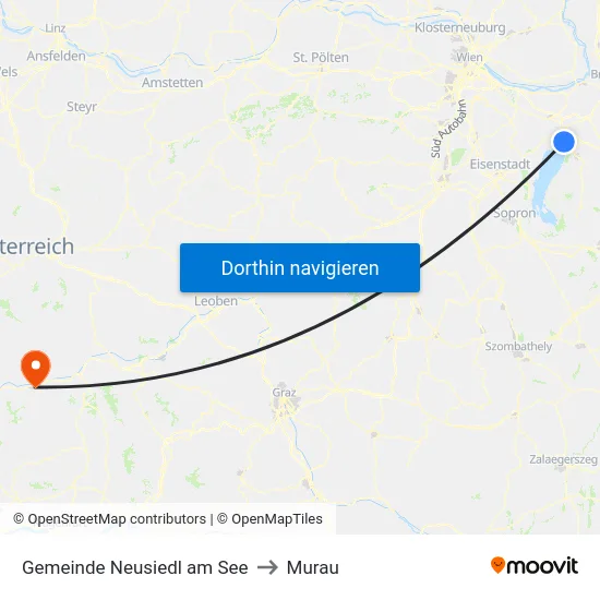 Gemeinde Neusiedl am See to Murau map