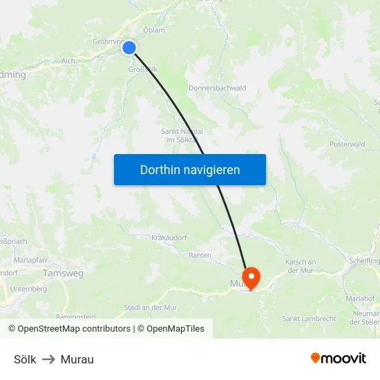 Sölk to Murau map