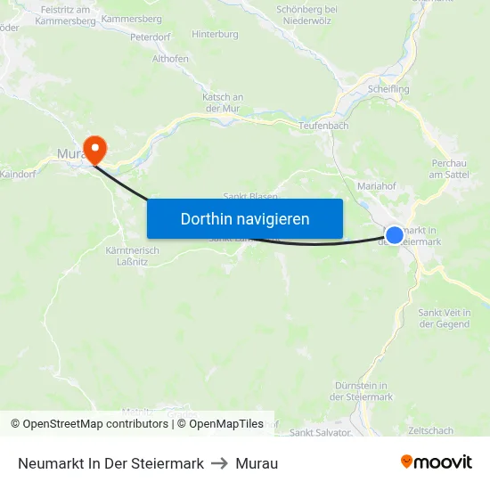 Neumarkt In Der Steiermark to Murau map