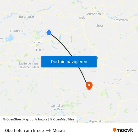 Oberhofen am Irrsee to Murau map