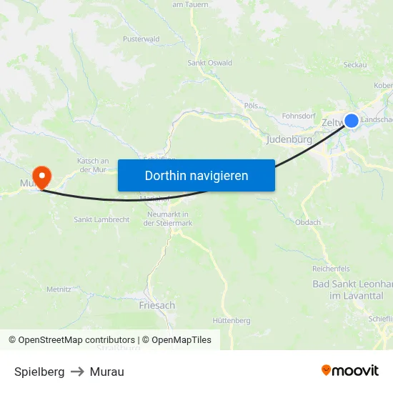 Spielberg to Murau map