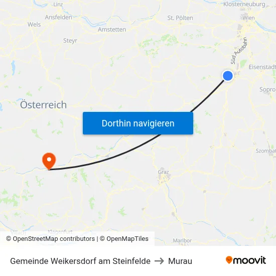 Gemeinde Weikersdorf am Steinfelde to Murau map