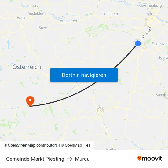Gemeinde Markt Piesting to Murau map