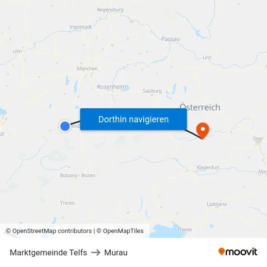 Marktgemeinde Telfs to Murau map