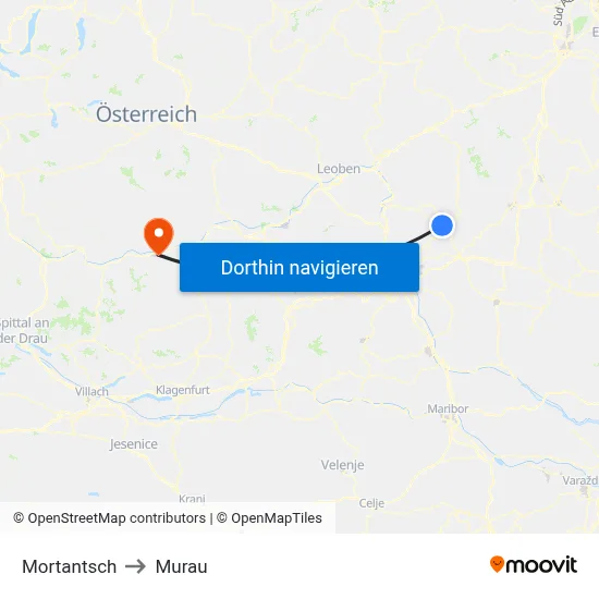 Mortantsch to Murau map