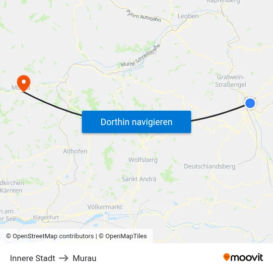Innere Stadt to Murau map