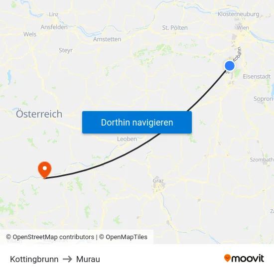 Kottingbrunn to Murau map
