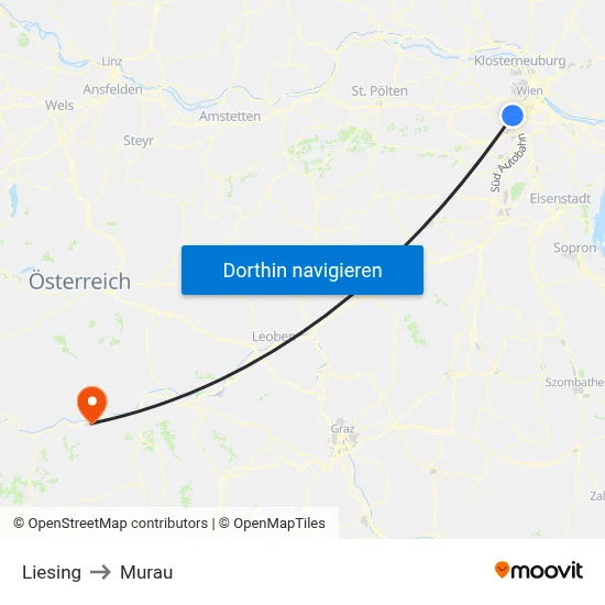 Liesing to Murau map