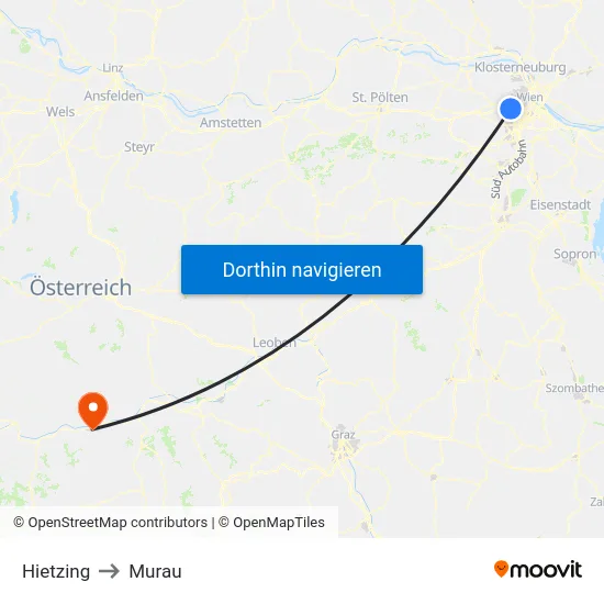 Hietzing to Murau map