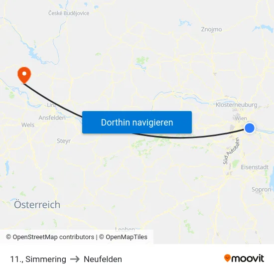11., Simmering to Neufelden map