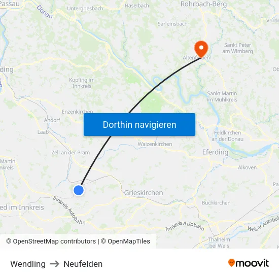 Wendling to Neufelden map
