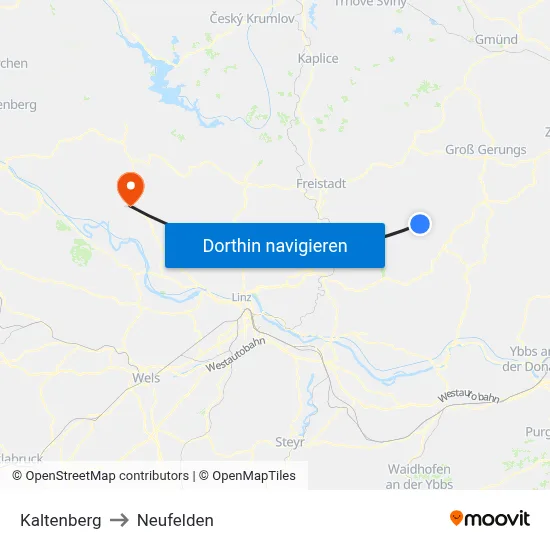 Kaltenberg to Neufelden map