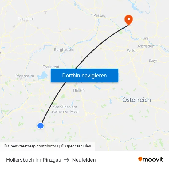 Hollersbach Im Pinzgau to Neufelden map