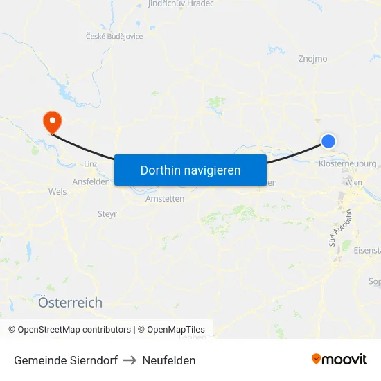Gemeinde Sierndorf to Neufelden map