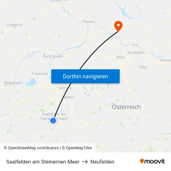 Saalfelden am Steinernen Meer to Neufelden map