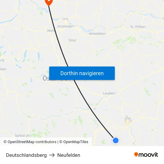 Deutschlandsberg to Neufelden map