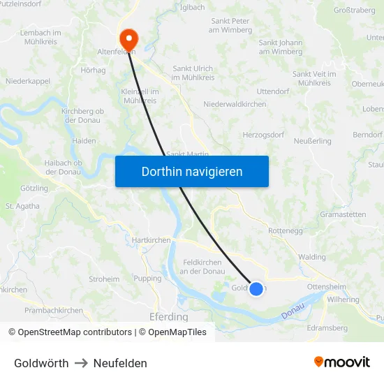 Goldwörth to Neufelden map