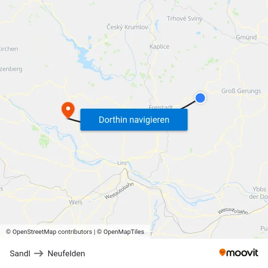 Sandl to Neufelden map