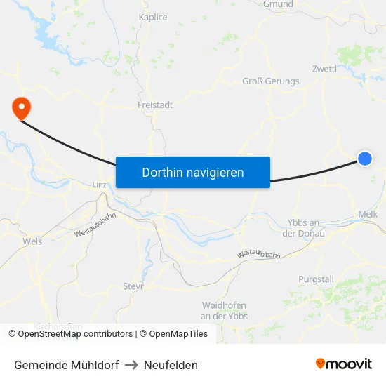 Gemeinde Mühldorf to Neufelden map