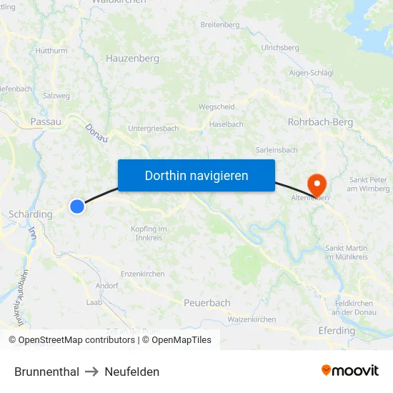 Brunnenthal to Neufelden map