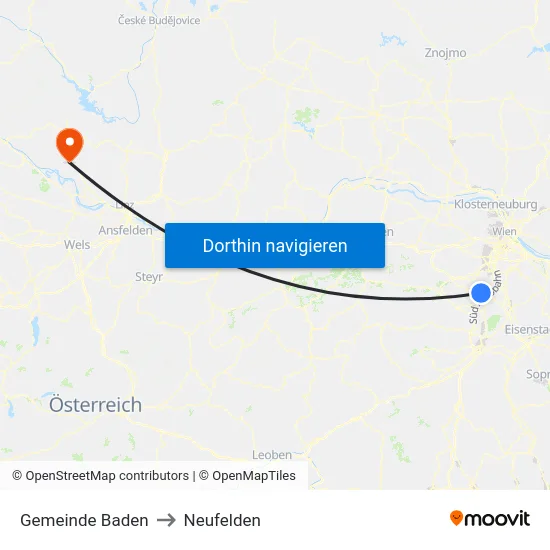 Gemeinde Baden to Neufelden map
