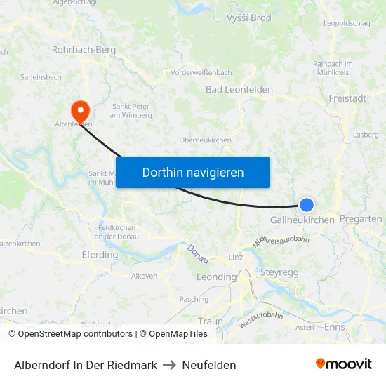 Alberndorf In Der Riedmark to Neufelden map