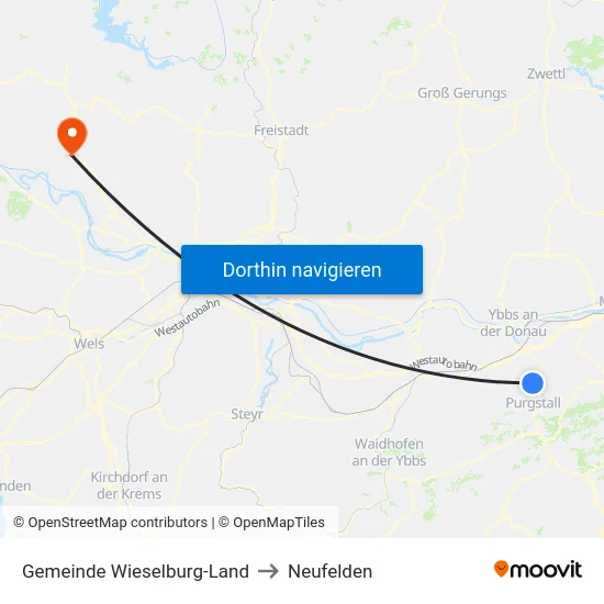 Gemeinde Wieselburg-Land to Neufelden map