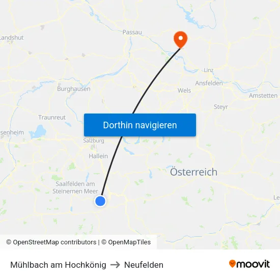 Mühlbach am Hochkönig to Neufelden map