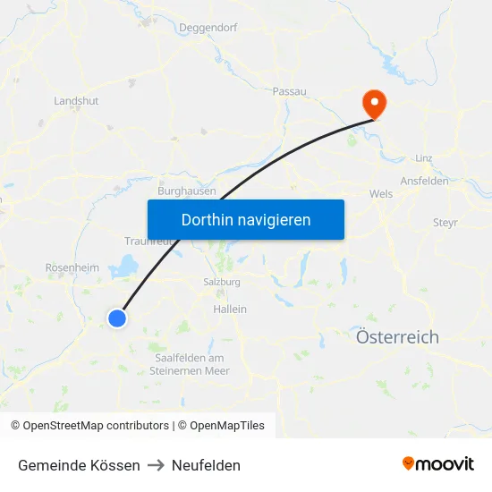 Gemeinde Kössen to Neufelden map