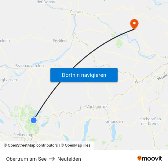Obertrum am See to Neufelden map