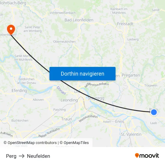 Perg to Neufelden map