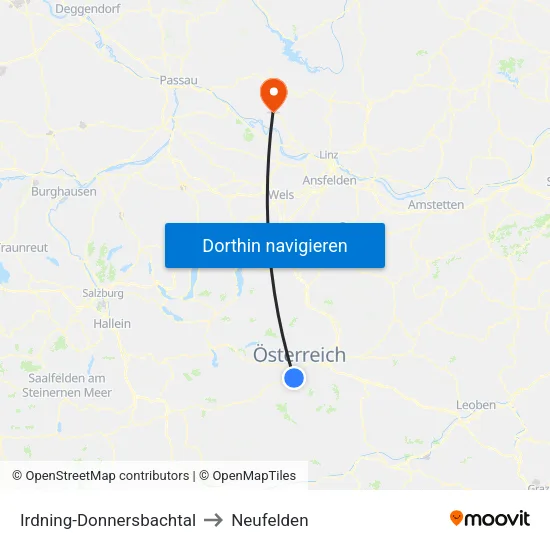 Irdning-Donnersbachtal to Neufelden map