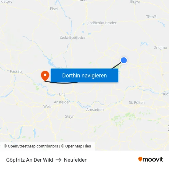 Göpfritz An Der Wild to Neufelden map