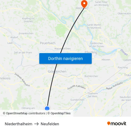 Niederthalheim to Neufelden map
