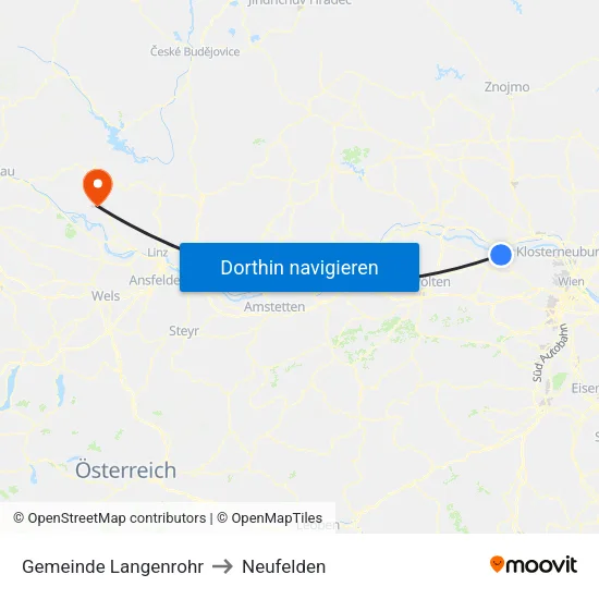 Gemeinde Langenrohr to Neufelden map