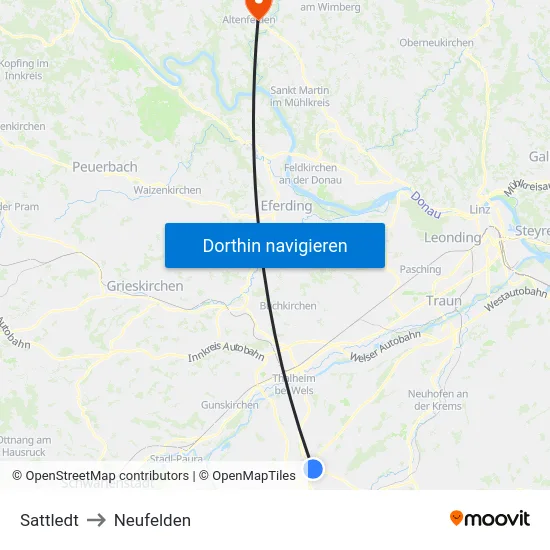 Sattledt to Neufelden map