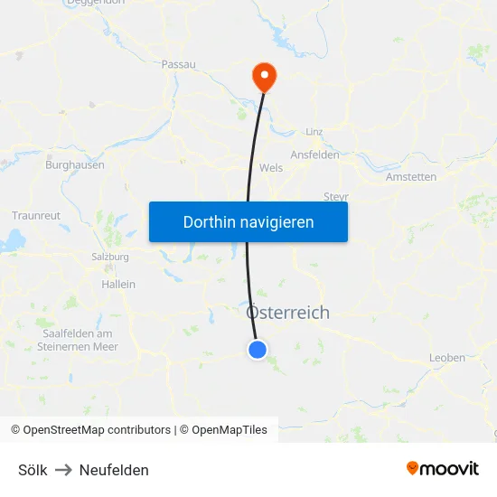 Sölk to Neufelden map