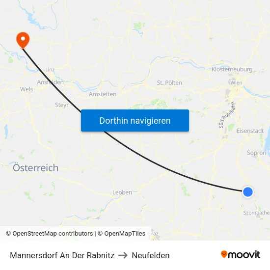 Mannersdorf An Der Rabnitz to Neufelden map