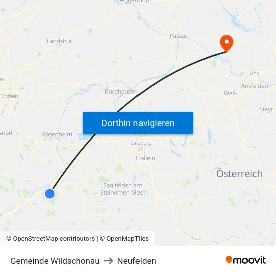 Gemeinde Wildschönau to Neufelden map