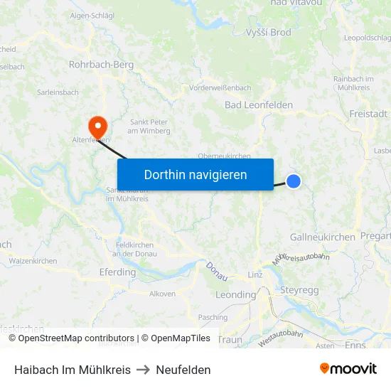 Haibach Im Mühlkreis to Neufelden map