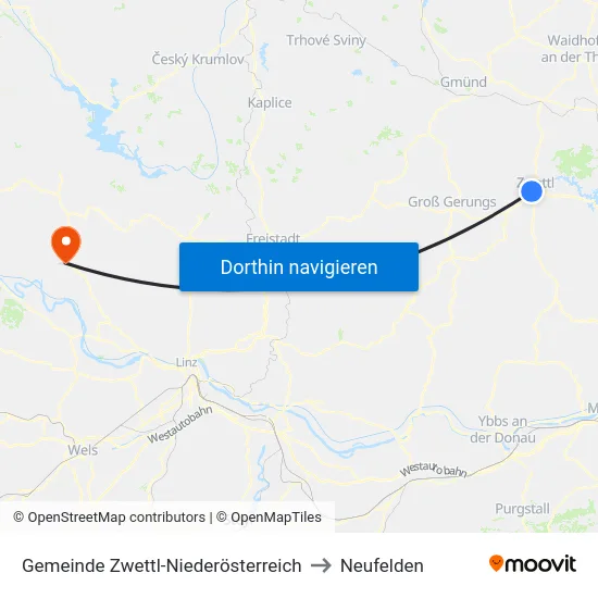 Gemeinde Zwettl-Niederösterreich to Neufelden map