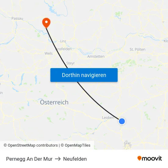 Pernegg An Der Mur to Neufelden map