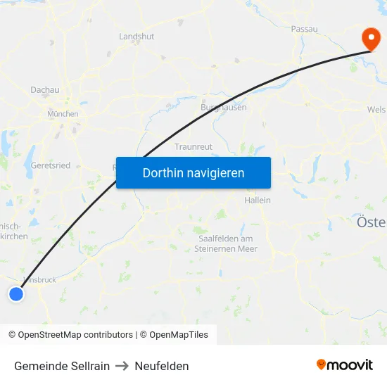 Gemeinde Sellrain to Neufelden map
