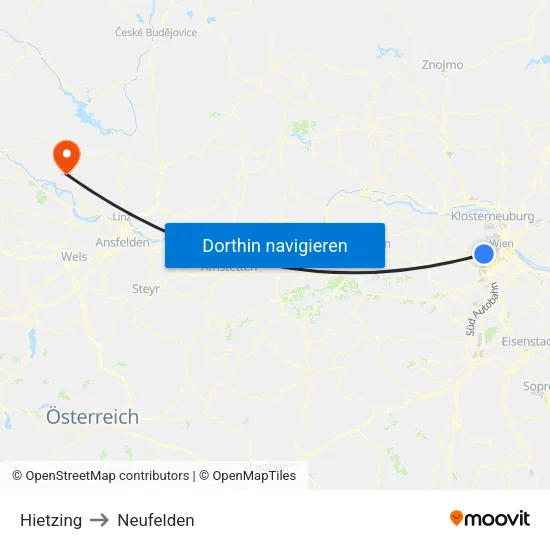 Hietzing to Neufelden map