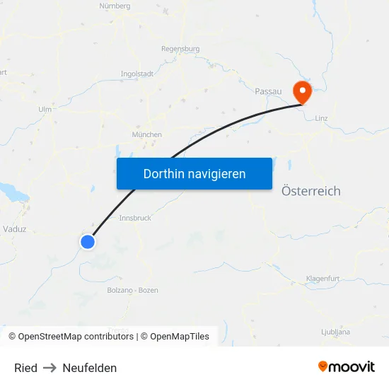 Ried to Neufelden map