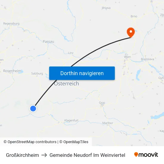 Großkirchheim to Gemeinde Neudorf Im Weinviertel map