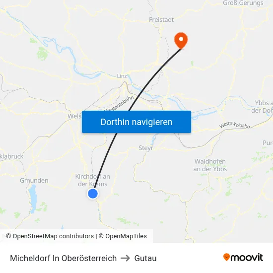Micheldorf In Oberösterreich to Gutau map
