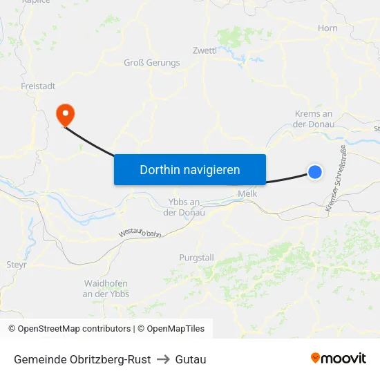 Gemeinde Obritzberg-Rust to Gutau map