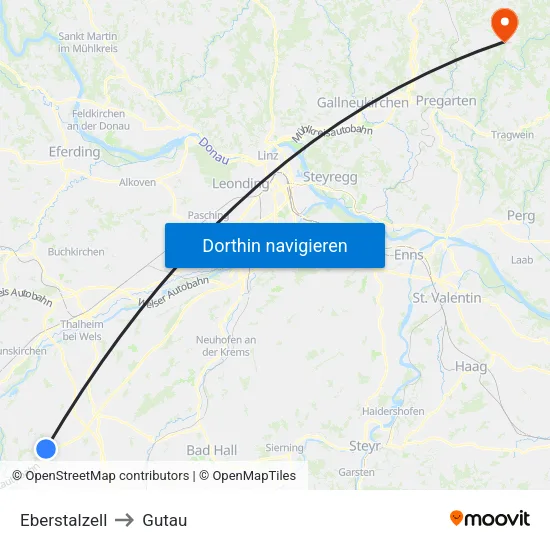Eberstalzell to Gutau map