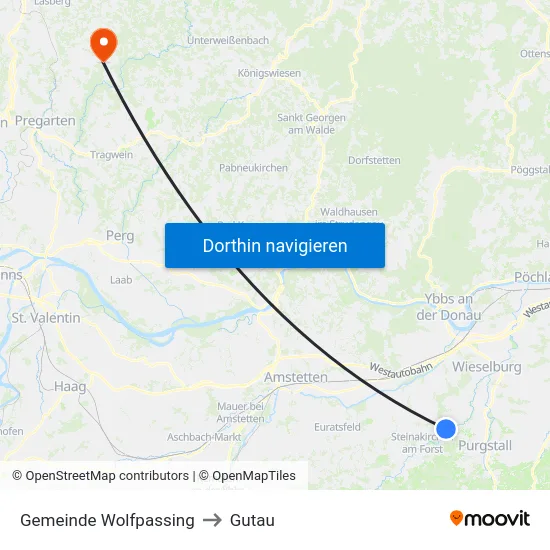 Gemeinde Wolfpassing to Gutau map